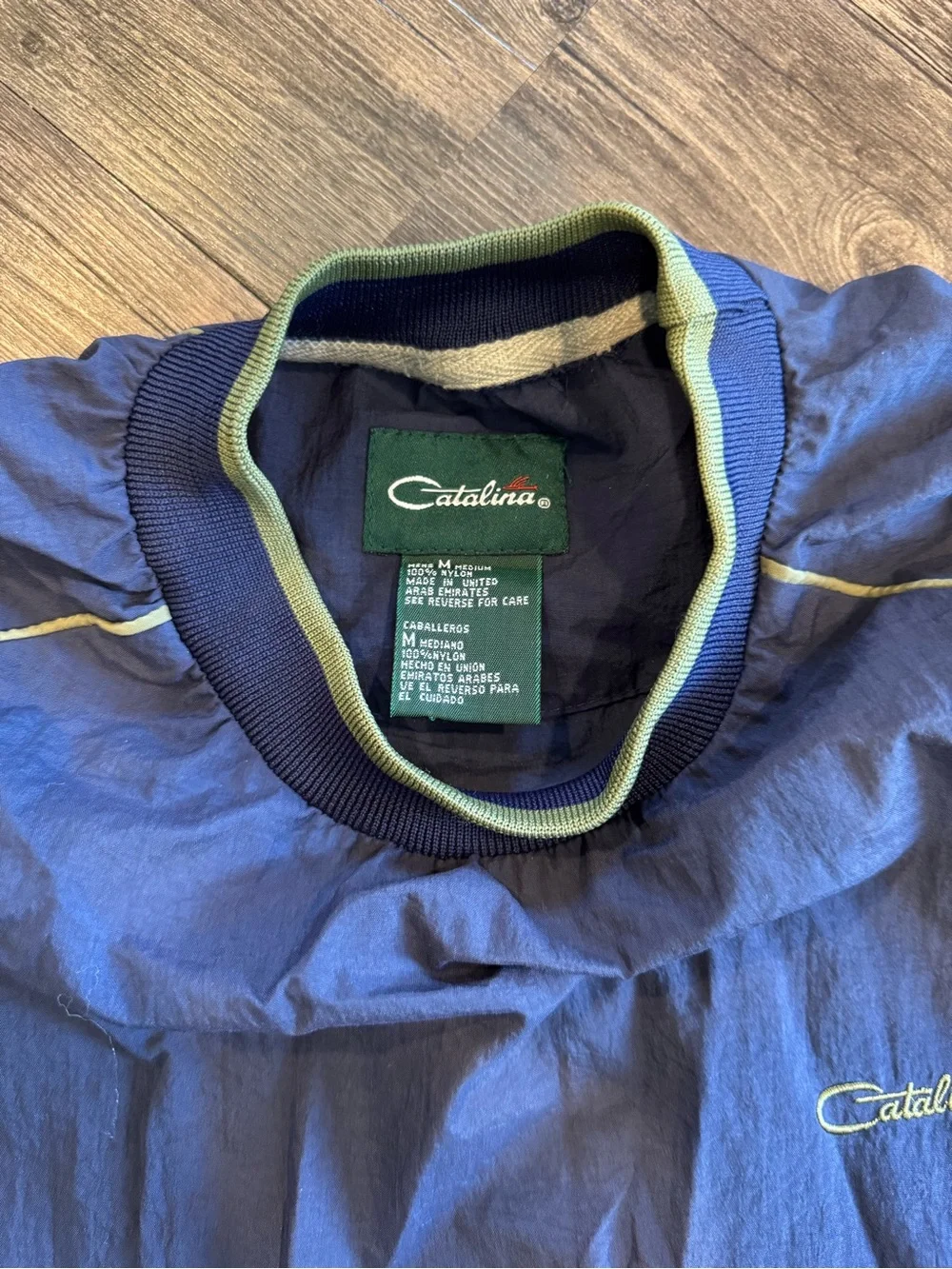 Vintage Catalina Blue Green Nylon Windbreaker Pullover Men’s M Golf 90s